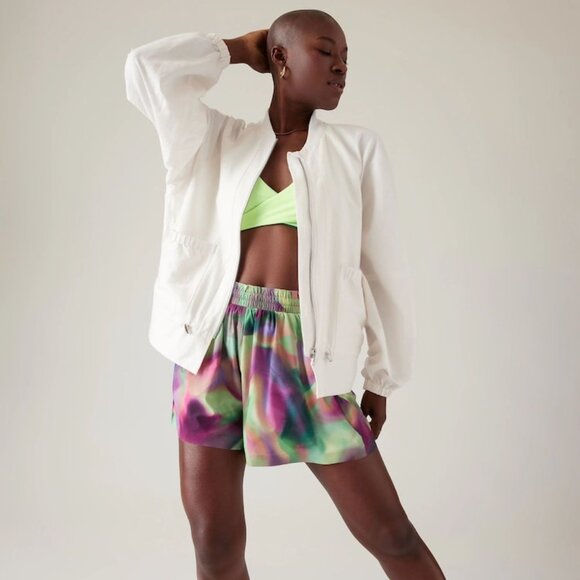 Athleta x Alicia Keys Keys Enlighten Up Linen White Bomber Size M NWT $169 - Picture 1 of 12